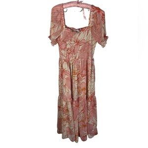 Patrons of Peace Pink and Orange Floral Maxi Dress Size Large